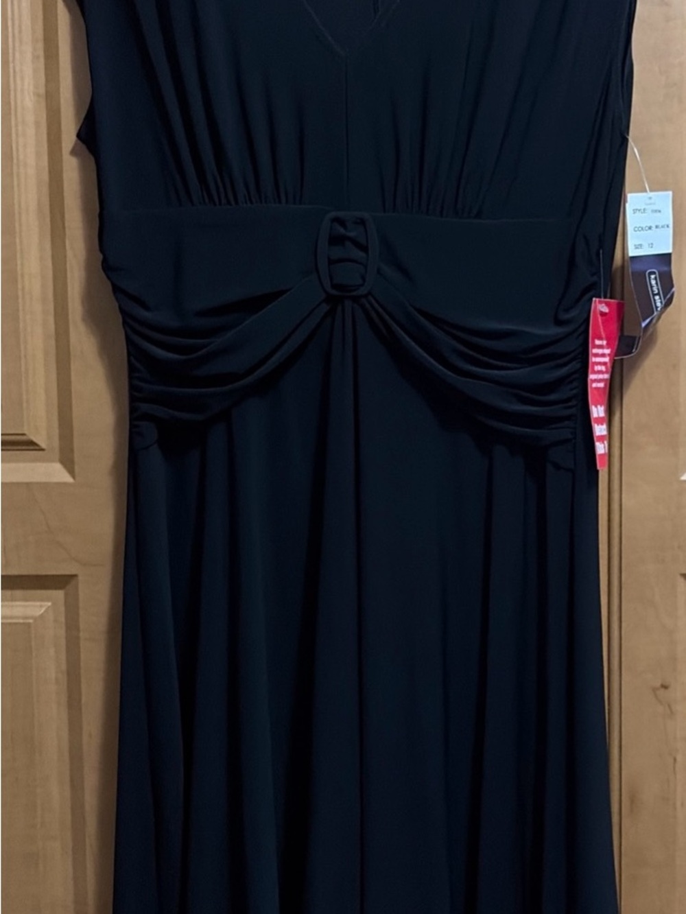 karin stevens Black V‑Neck Maxi Dress with Waist Knot Detail